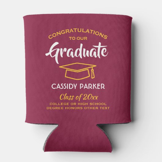 Gefeliciteerd met Maroon Red Gold Yellow Blikjeskoeler (Achterkant)