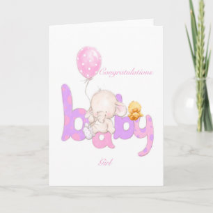 Gefeliciteerd met meisje voor baby's kaart