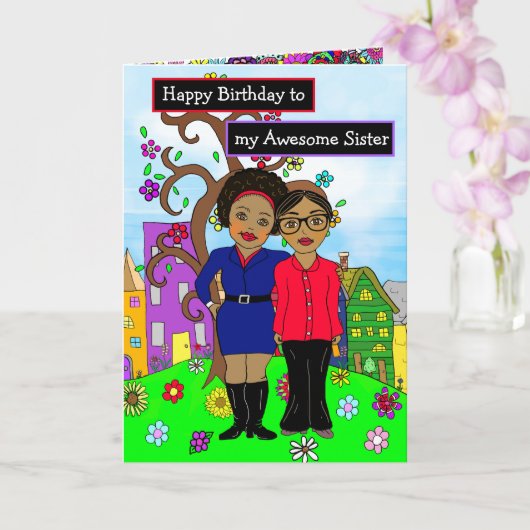 Gefeliciteerd met mijn Geweldige zus Kaart (Orchidee)