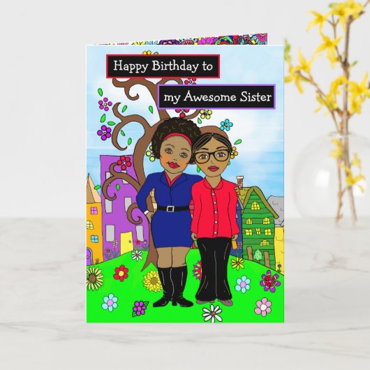 Gefeliciteerd met mijn Geweldige zus Kaart (Gele Bloem)