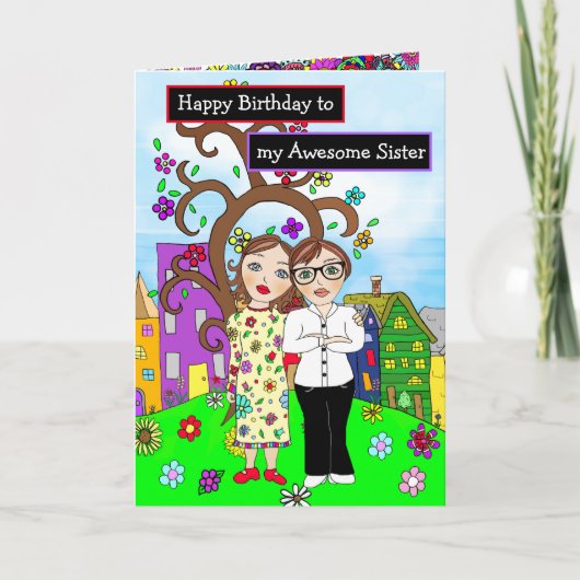 Gefeliciteerd met mijn Geweldige zus Kaart (Voorkant)