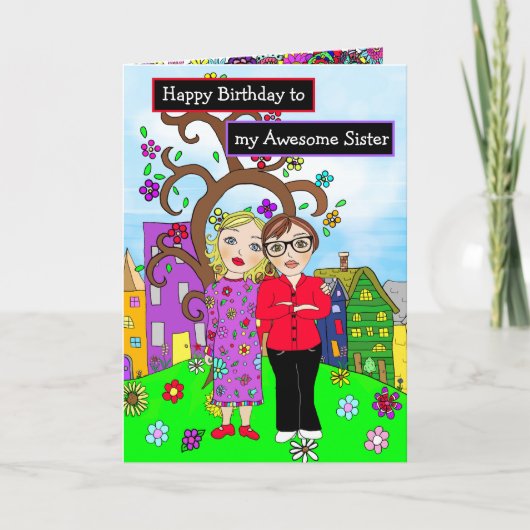 Gefeliciteerd met mijn Geweldige zus Kaart (Voorkant)