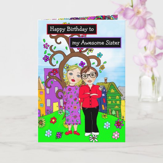 Gefeliciteerd met mijn Geweldige zus Kaart (Orchidee)