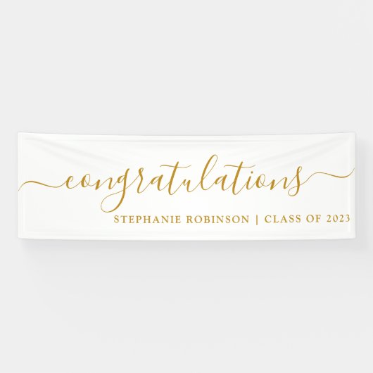 Gefeliciteerd met modern Gold Custom Afstuderen Spandoek (Horizontaal)