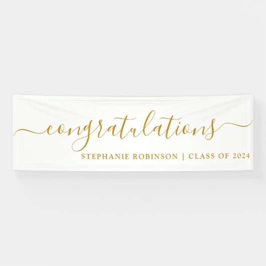 Gefeliciteerd met modern Gold Custom Afstuderen Spandoek (Horizontaal)