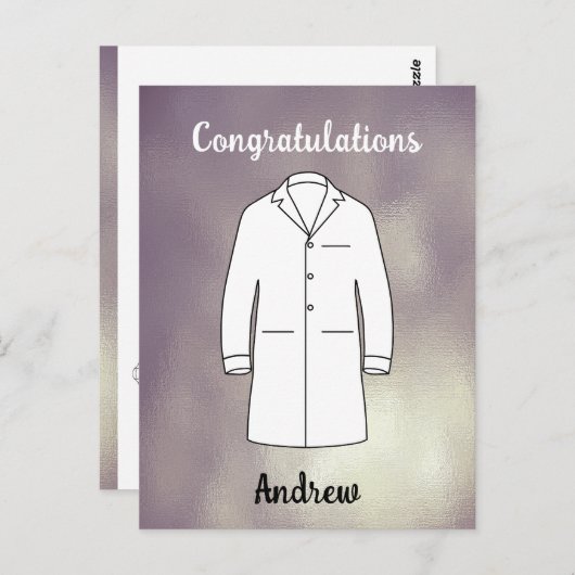 Gefeliciteerd met Modern White Coat Ceremony Docto Briefkaart (Voorkant / Achterkant)