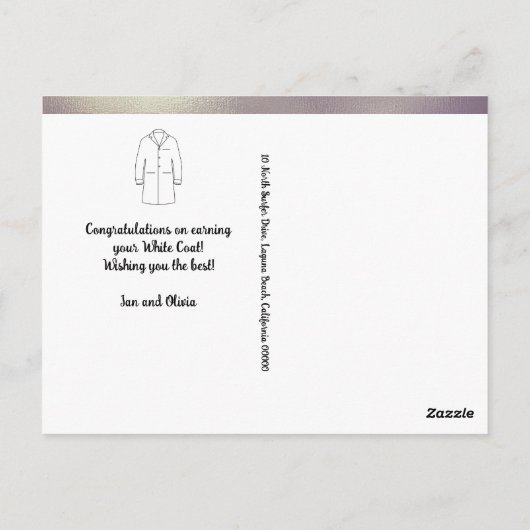 Gefeliciteerd met Modern White Coat Ceremony Docto Briefkaart (Achterkant)
