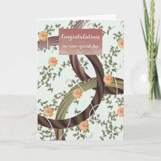 Gefeliciteerd met moderne bloemendraai kaart (Voorkant)