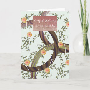 Gefeliciteerd met moderne bloemendraai kaart