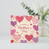 Gefeliciteerd met Moederdag Hartjes Verjaardagskaa Feestdagenkaart (Staand voorkant)