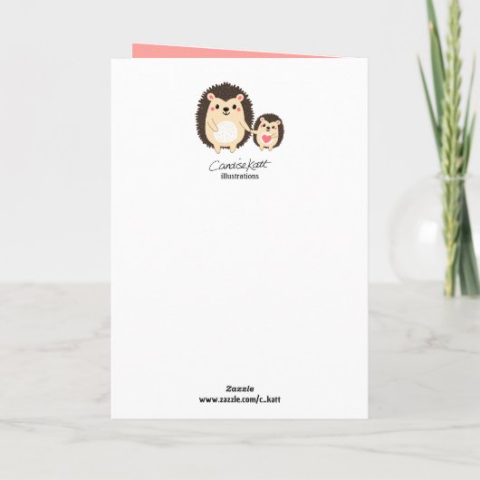 Gefeliciteerd met Moederdag Mama En Baby Egel Kaart (Achterkant)