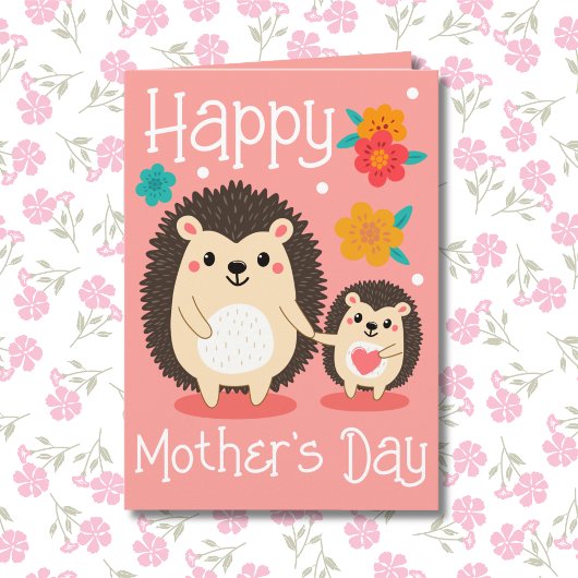 Gefeliciteerd met Moederdag Mama En Baby Stekelvar Kaart