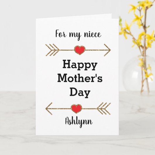 Gefeliciteerd met Moederdag Niece Kaart (Gele Bloem)