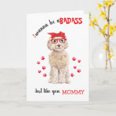 Gefeliciteerd met Moederdag Stoere Blonde Labradoo Kaart (Gele Bloem)