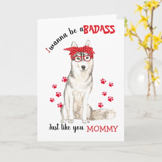 Gefeliciteerd met Moederdag stoere Siberische Husk Kaart (Gele Bloem)