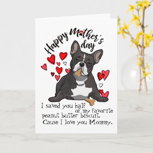 Gefeliciteerd met Moederdag van je Franse Bulldog Kaart (Gele Bloem)