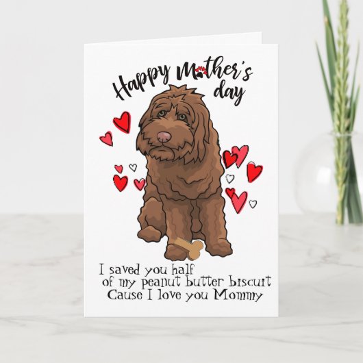 Gefeliciteerd met Moederdag van je Labradoodle hon Kaart (Voorkant)