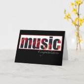 Gefeliciteerd met muziek, zwart kaart (Gele Bloem)
