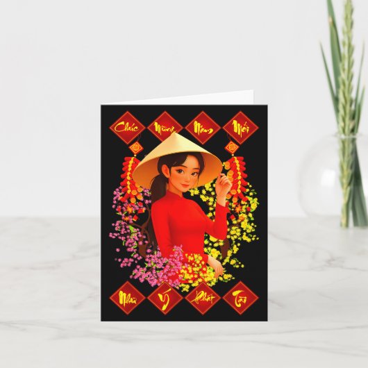 Gefeliciteerd met Nam Moi Tet Binh Ngo 2026 Vietna Kaart (Voorkant)