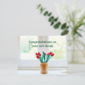 Gefeliciteerd met New Home Housewarming Floral Kaart (Staand voorkant)