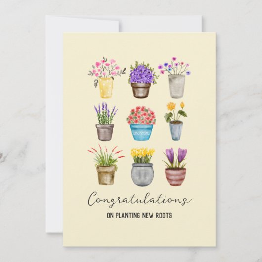 Gefeliciteerd met New Home op het planten van nieu Kaart (Voorkant)