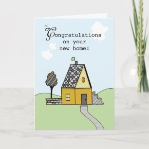 Gefeliciteerd met New Home Sweet Simple Drawing Kaart