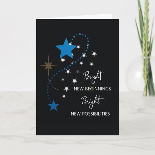 Gefeliciteerd met New Job Blue Star op zwart Kaart (Voorkant)