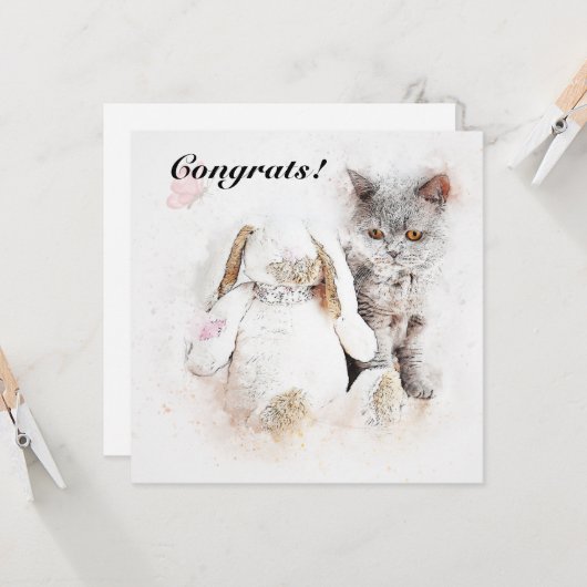 Gefeliciteerd met New Pet Kaart (Voorkant / Achterkant in situ)