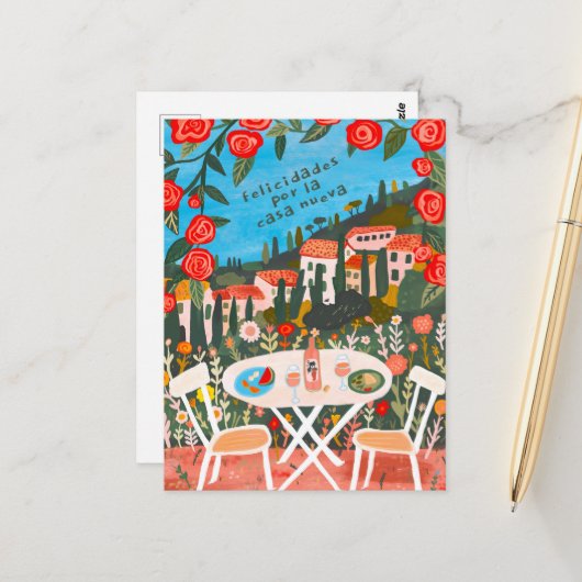 Gefeliciteerd Met Nieuw Huis Platteland Uitzichten Briefkaart (Voorkant / Achterkant in situ)