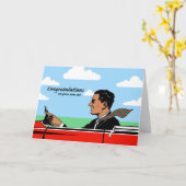 Gefeliciteerd met nieuwe auto, sportief Man met St Kaart (Gele Bloem)