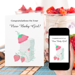 Gefeliciteerd Met Nieuwe Baby Meisje Aardbeien Kaart