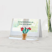 Gefeliciteerd met nieuwe bloemen voor huiskamers kaart (Voorkant)