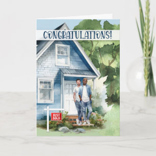 Gefeliciteerd met nieuwe huis Biraciale homokoppel Kaart