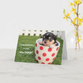 Gefeliciteerd met nieuwe puppy, adoptie Chihuahua Kaart (Gele Bloem)