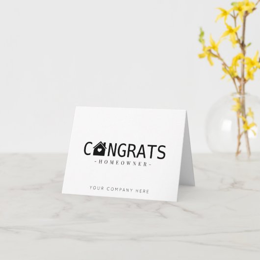 Gefeliciteerd met nieuwe woning eigenaar onroerend kaart (Gele Bloem)