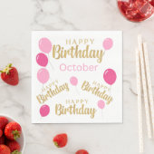 Gefeliciteerd met oktober Birthdays Paper Napkin Servet (Insitu)