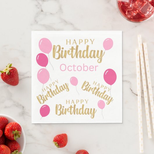 Gefeliciteerd met oktober Birthdays Paper Napkin Servet (Insitu)