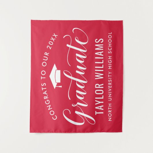 Gefeliciteerd met ons 2023 Afstuderen Rode Afstude Wandkleed (Voorkant)