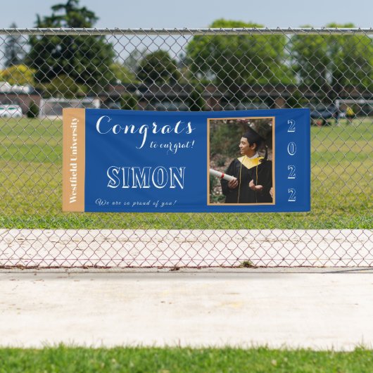 Gefeliciteerd met ons Afstudeerder blauw Spandoek (Insitu)