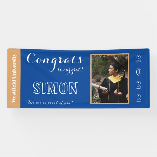 Gefeliciteerd met ons Afstudeerder blauw Spandoek (Horizontaal)