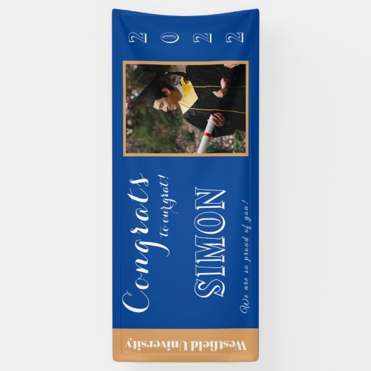 Gefeliciteerd met ons Afstudeerder blauw Spandoek (Verticaal)