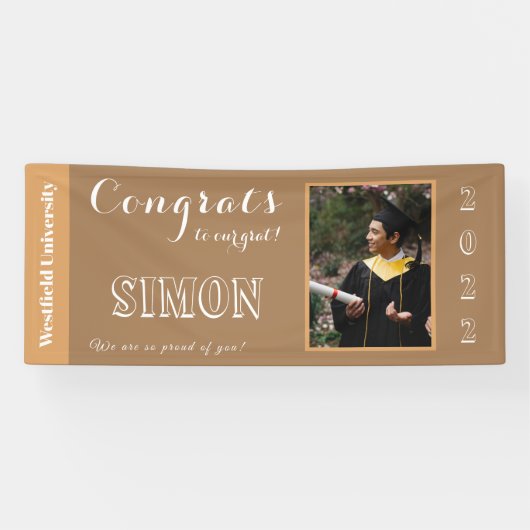 Gefeliciteerd met ons Afstudeerder Brown Spandoek (Horizontaal)