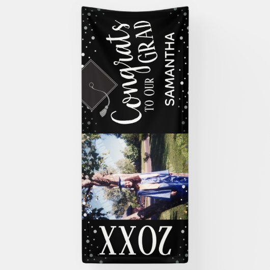 Gefeliciteerd met ons Afstudeerder één foto per ja Spandoek (Verticaal)
