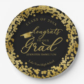 Gefeliciteerd met ons Afstudeerder Gold Black Afst Papieren Bordje (Voorkant)