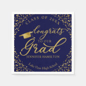 Gefeliciteerd met ons Afstudeerder Gold Blue Afstu Servet (Voorkant)