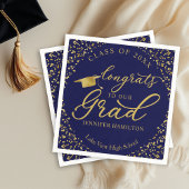 Gefeliciteerd met ons Afstudeerder Gold Blue Afstu Servet