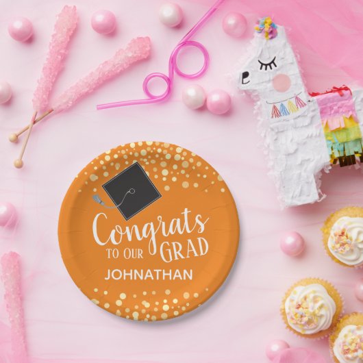 Gefeliciteerd met ons Afstudeerder met aangepaste  Papieren Bordje (Feest)