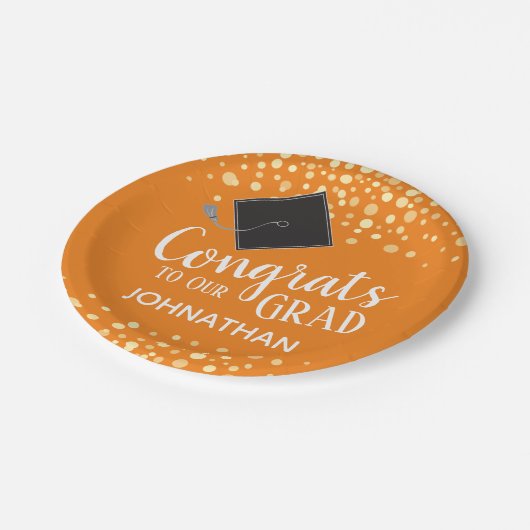 Gefeliciteerd met ons Afstudeerder met aangepaste  Papieren Bordje (Gekanteld)