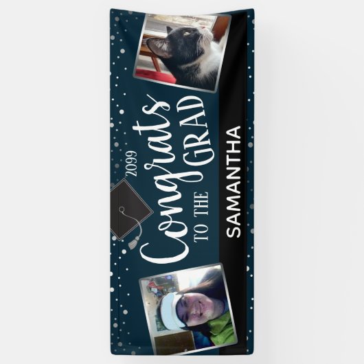 Gefeliciteerd met ons Afstudeerder Twee foto's per Spandoek (Verticaal)