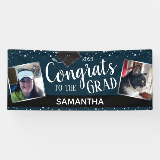 Gefeliciteerd met ons Afstudeerder Twee foto's per Spandoek (Horizontaal)